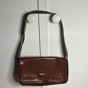 Brown fake  Leather Shoulder Bag